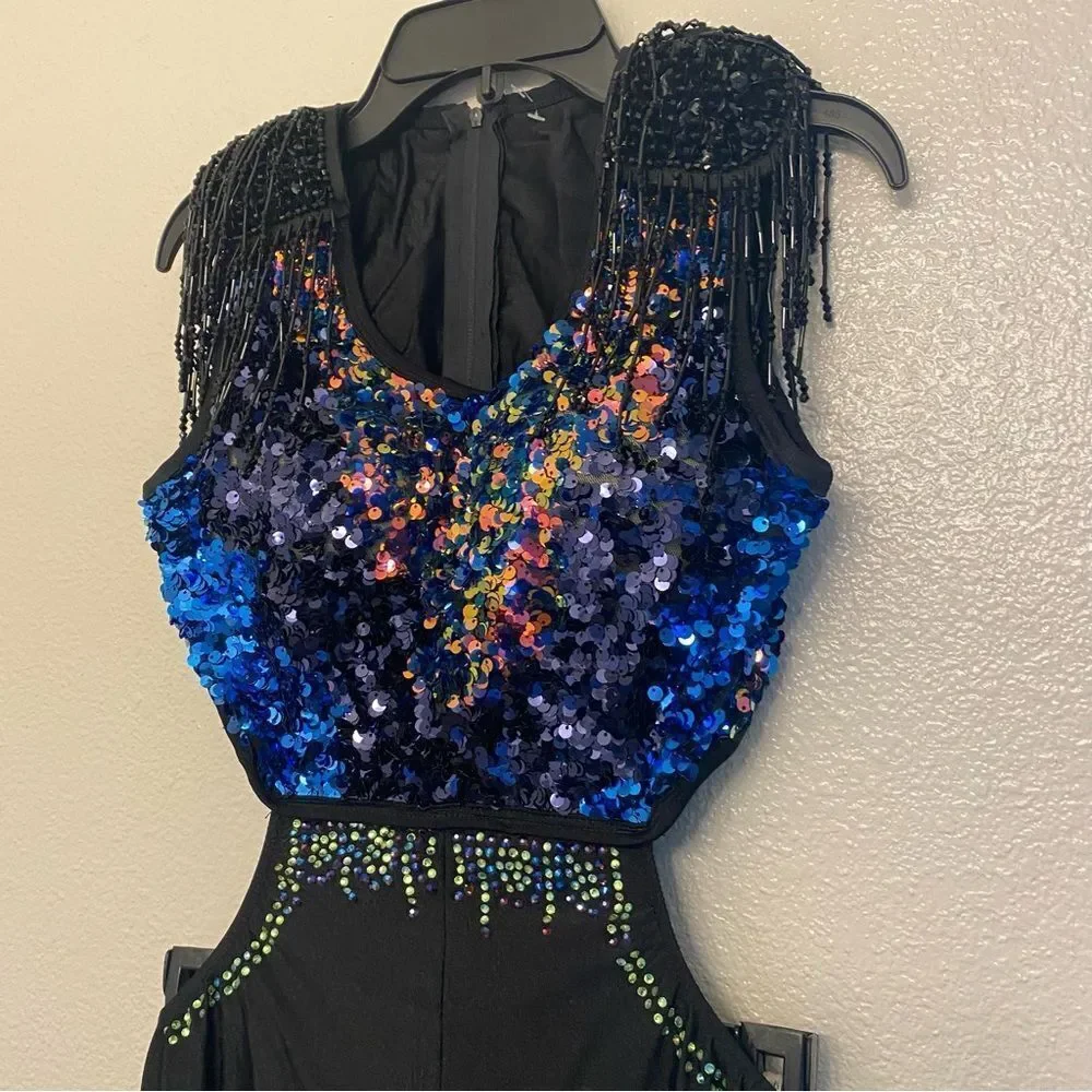 Glamour Adult Small Competition Dance Costume Sequin Jumpsuit Jazz Musical Theat